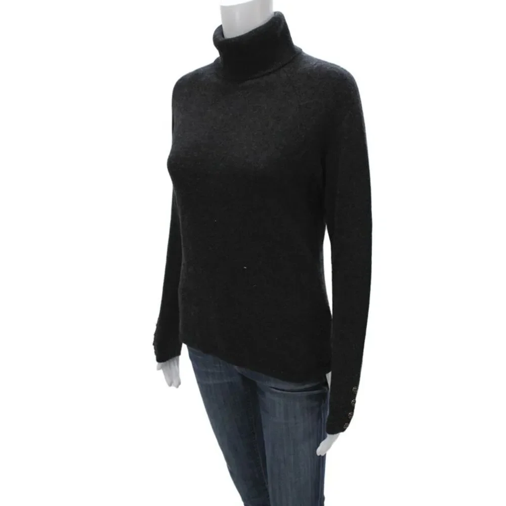 J. Mclaughlin Womens Gray Cashmere Turtleneck Pullover Sweater Size XS